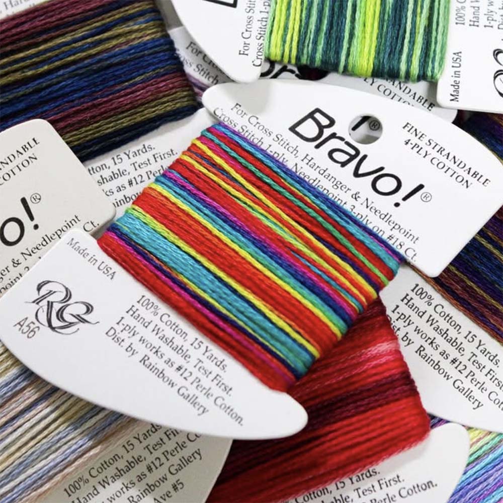 Rainbow Gallery Bravo is a 4-strand overdyed cotton thread