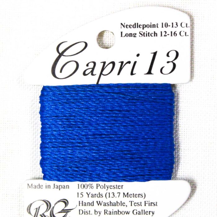 Rainbow Gallery's Capri 13 thread is ideal on 13-mesh needlepoint canvas