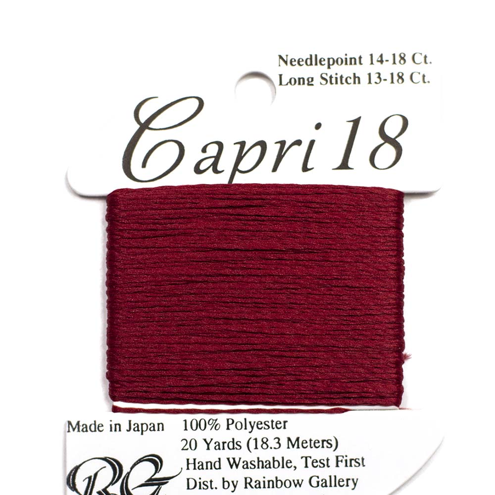 Rainbow Gallery's Capri 18 gives perfect coverage on 18-mesh needlepoint canvas