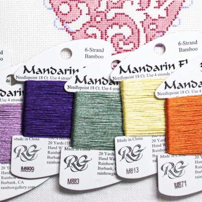Rainbow Gallery's Mandarin Floss is a 100% bamboo thread for needlepoint and cross stitch