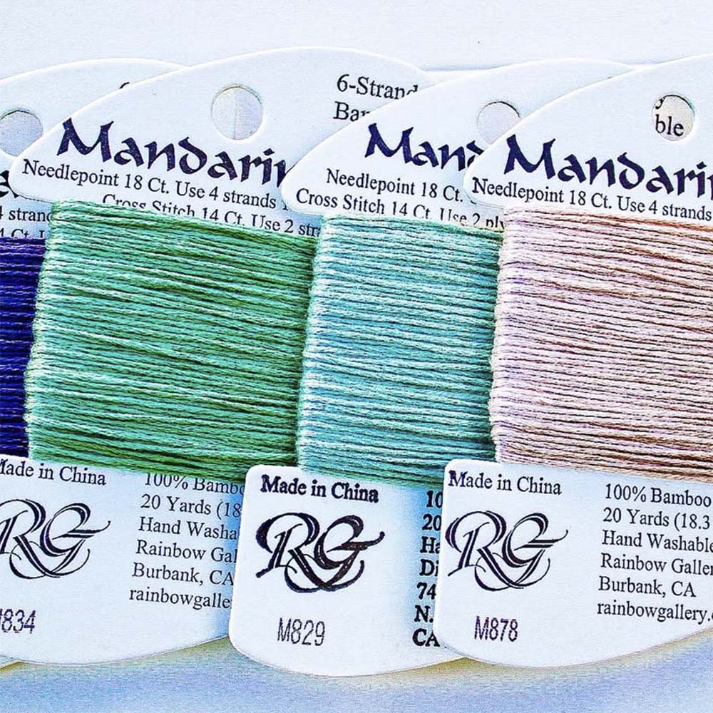 Rainbow Gallery's Mandarin Floss is a 100% bamboo thread for needlepoint and cross stitch