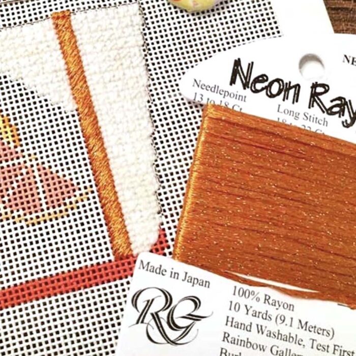 Rainbow Gallery's Neon Rays is a 100% rayon ribbon with a satin sheen