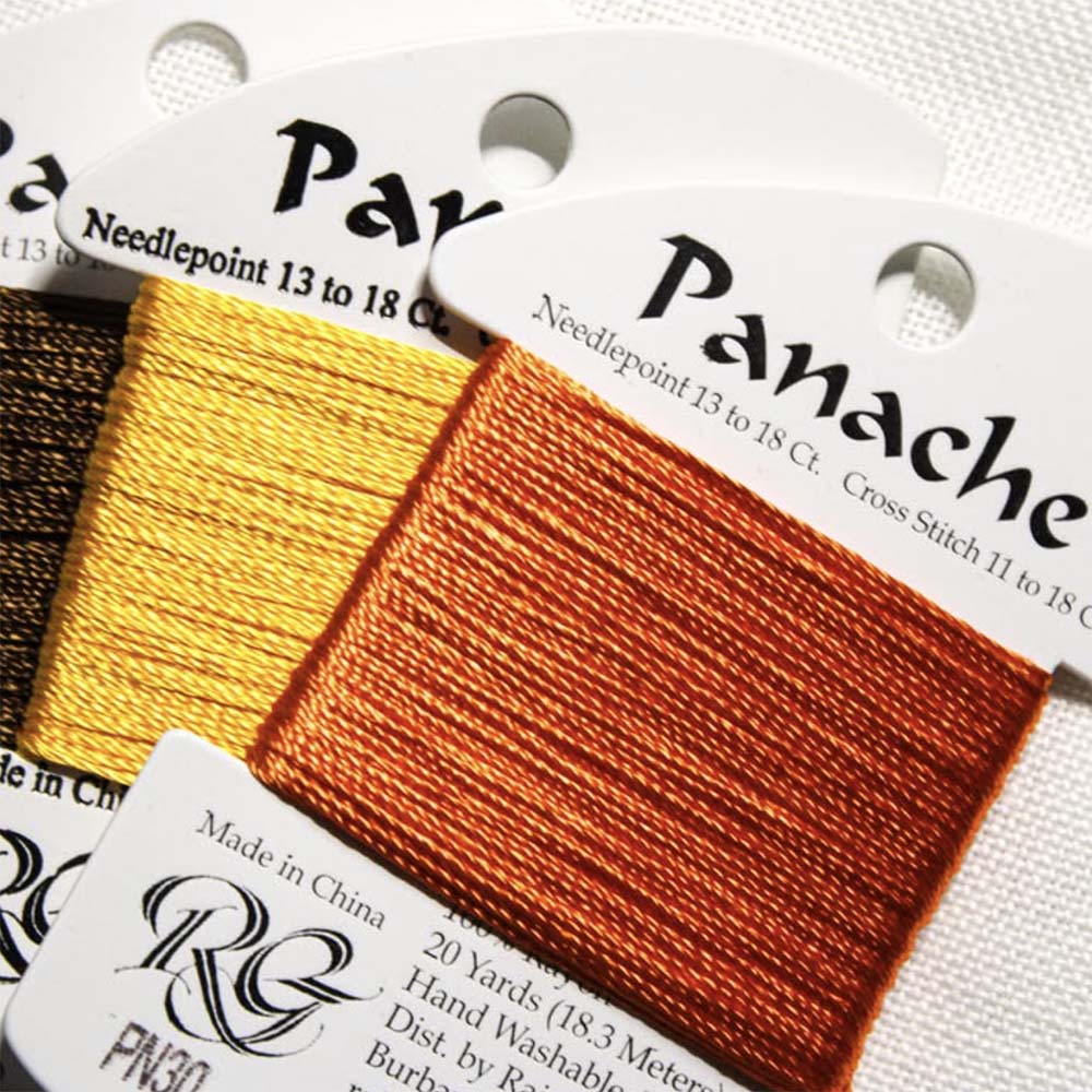 Rainbow Gallery's Panache is a tightly twisted rayon thread