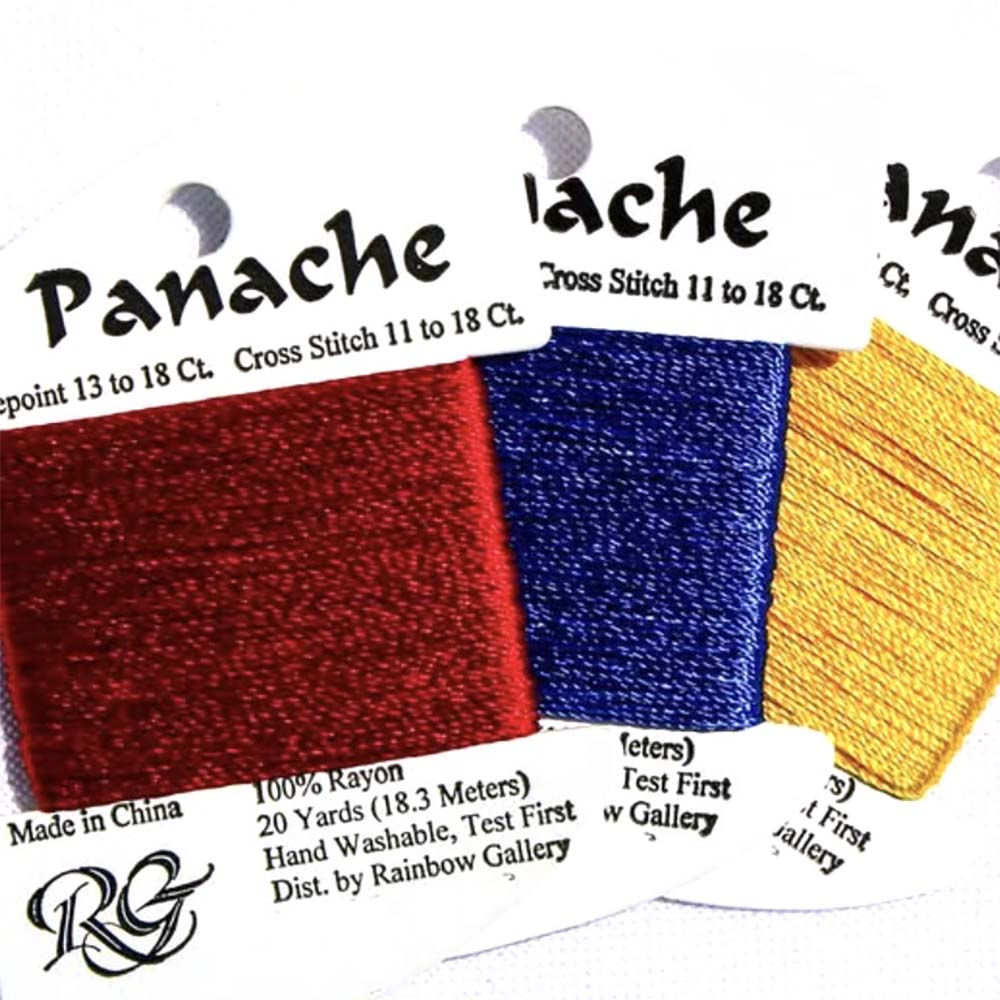 Rainbow Gallery's Panache is a tightly twisted rayon thread