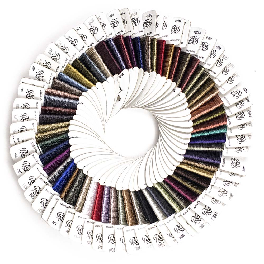 Rainbow Gallery's Patina is a twisted rayon silk ideal for needlepoint