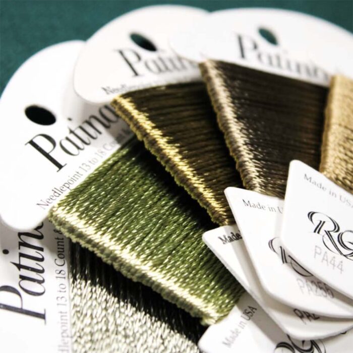 Rainbow Gallery's Patina is a twisted rayon silk ideal for needlepoint