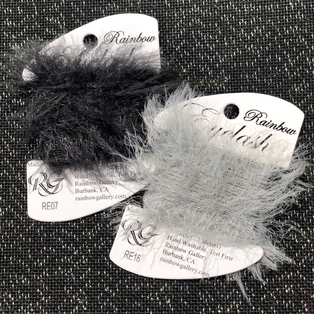 Rainbow Eyelash yarn creates furry, fuzzy, hairy effects