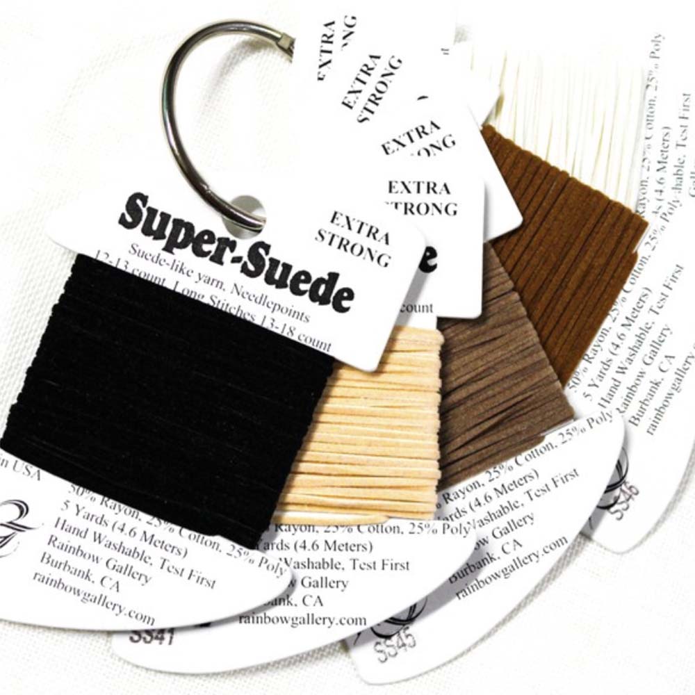Rainbow Gallery's Super Suede is a fun, realistic texture to add to needlepoint designs