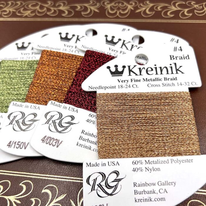 Vintage colors in Kreinik Very Fine #4 Braid