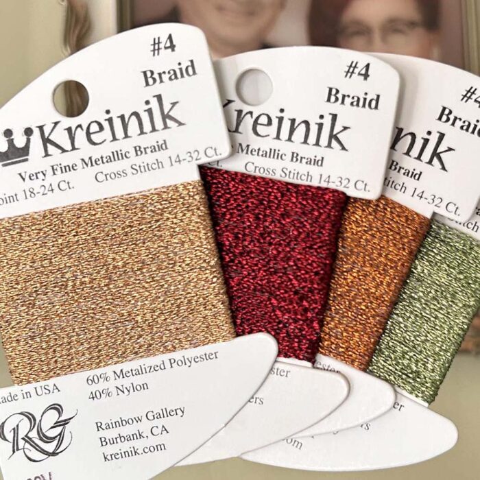 Vintage colors in Kreinik Very Fine #4 Braid