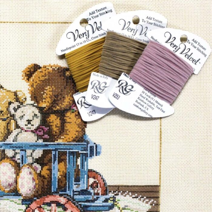 Rainbow Gallery's Very Velvet is a gorgeous, soft thread looks like velvety soft fur.
