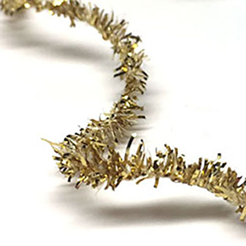 Kreinik Micro Ice Chenille in 002 Gold for garland on stitched Christmas trees