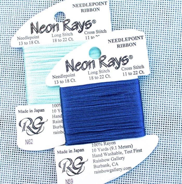 Rainbow Gallery's Neon Rays is a 100% rayon ribbon with a satin sheen