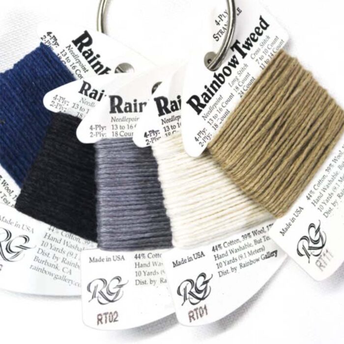 Rainbow Tweed offers a heathery look to needlepoint designs