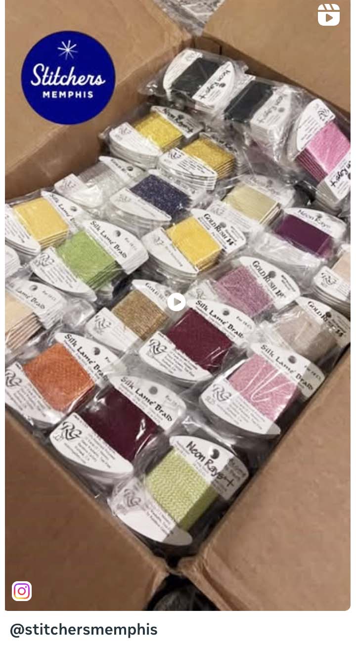 Rainbow threads in needlework stores