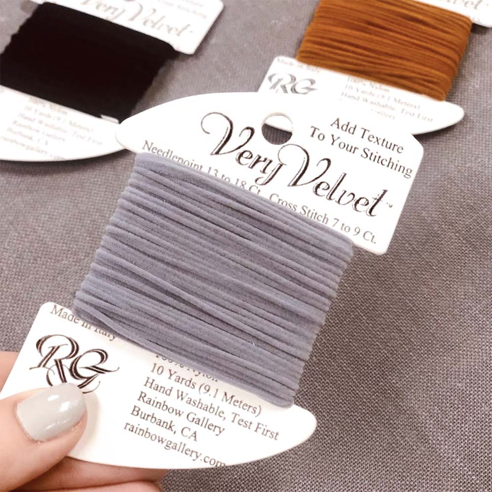 Rainbow Gallery's Very Velvet thread adds rich color and plush texture to needlepoint designs